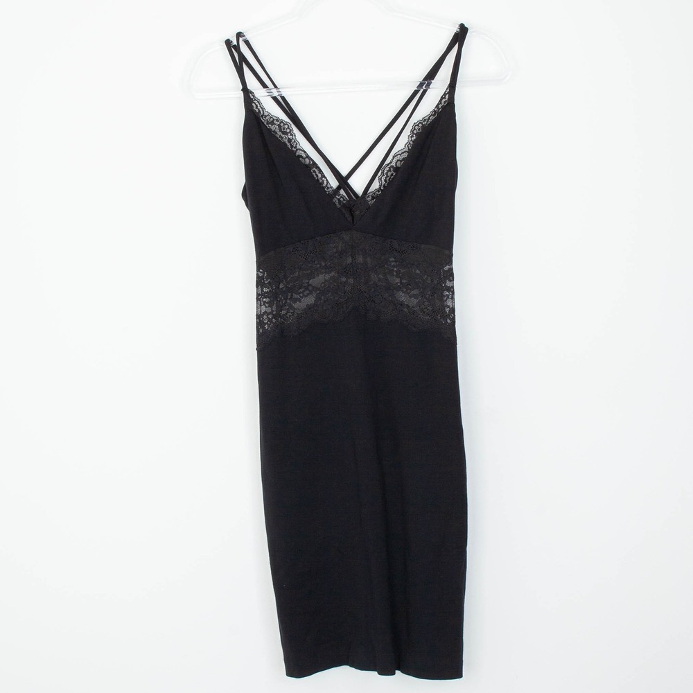 Express Womens Black Lace Trim Babydoll Midi Dress Size‎ S Strappy Whimsigoth
